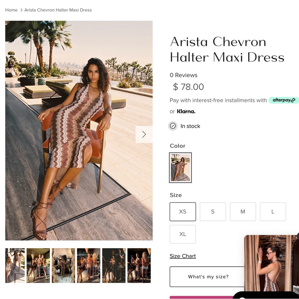 12th Tribe Brown and White Chevron Halter Maxi Dress